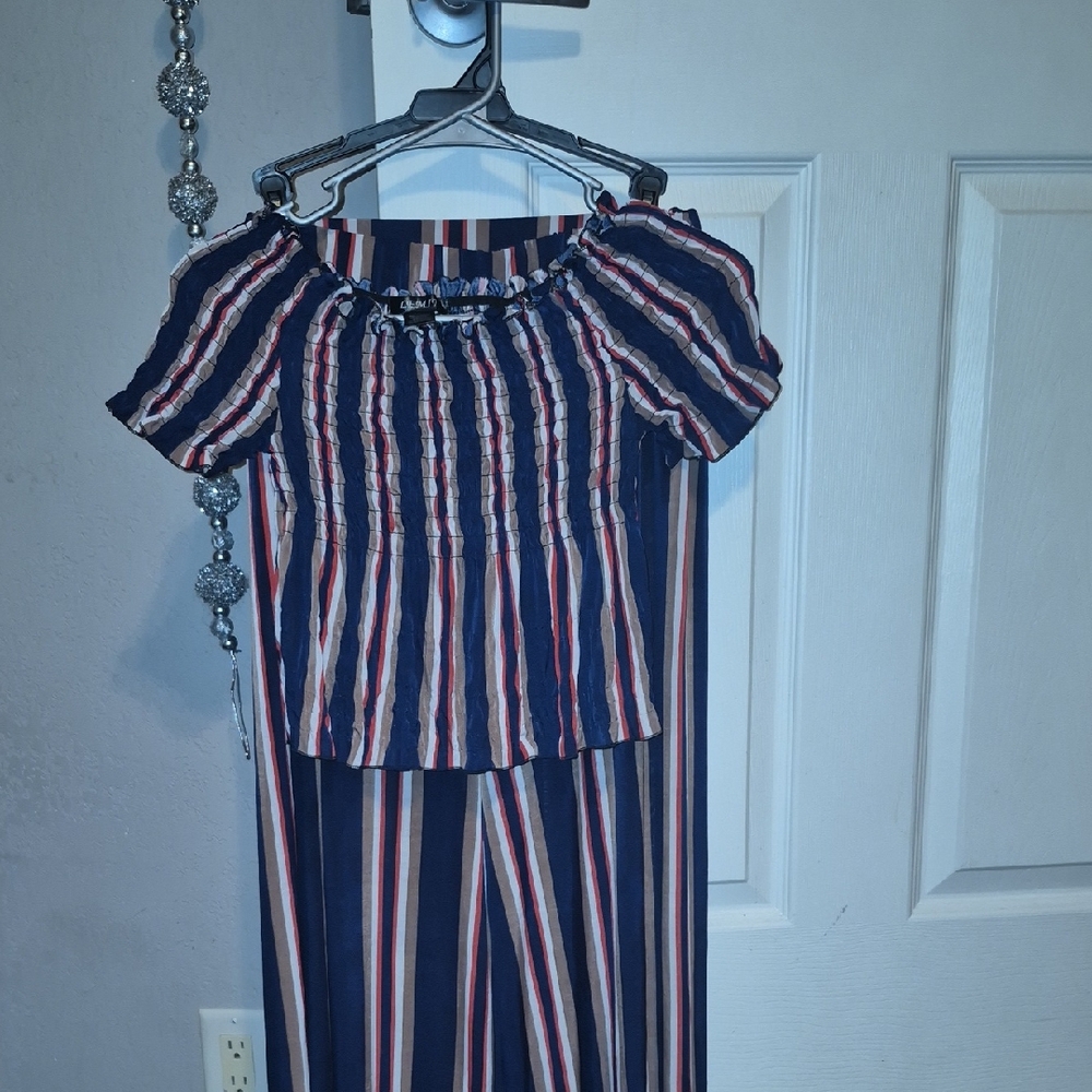 Striped Off-Shoulder Jumpsuit
